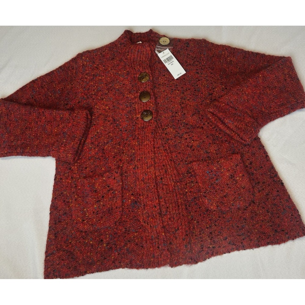 NWT Coldwater Creek Red/Multi 3 Button Sweater‎ size Med Petite - Picture 4 of 10